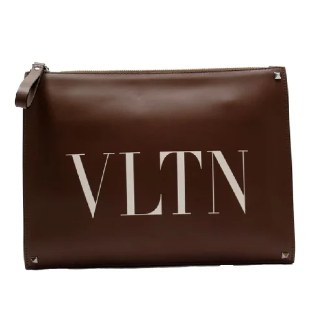 Valentino Vintage Pre-owned Fabric clutches Brown Dames