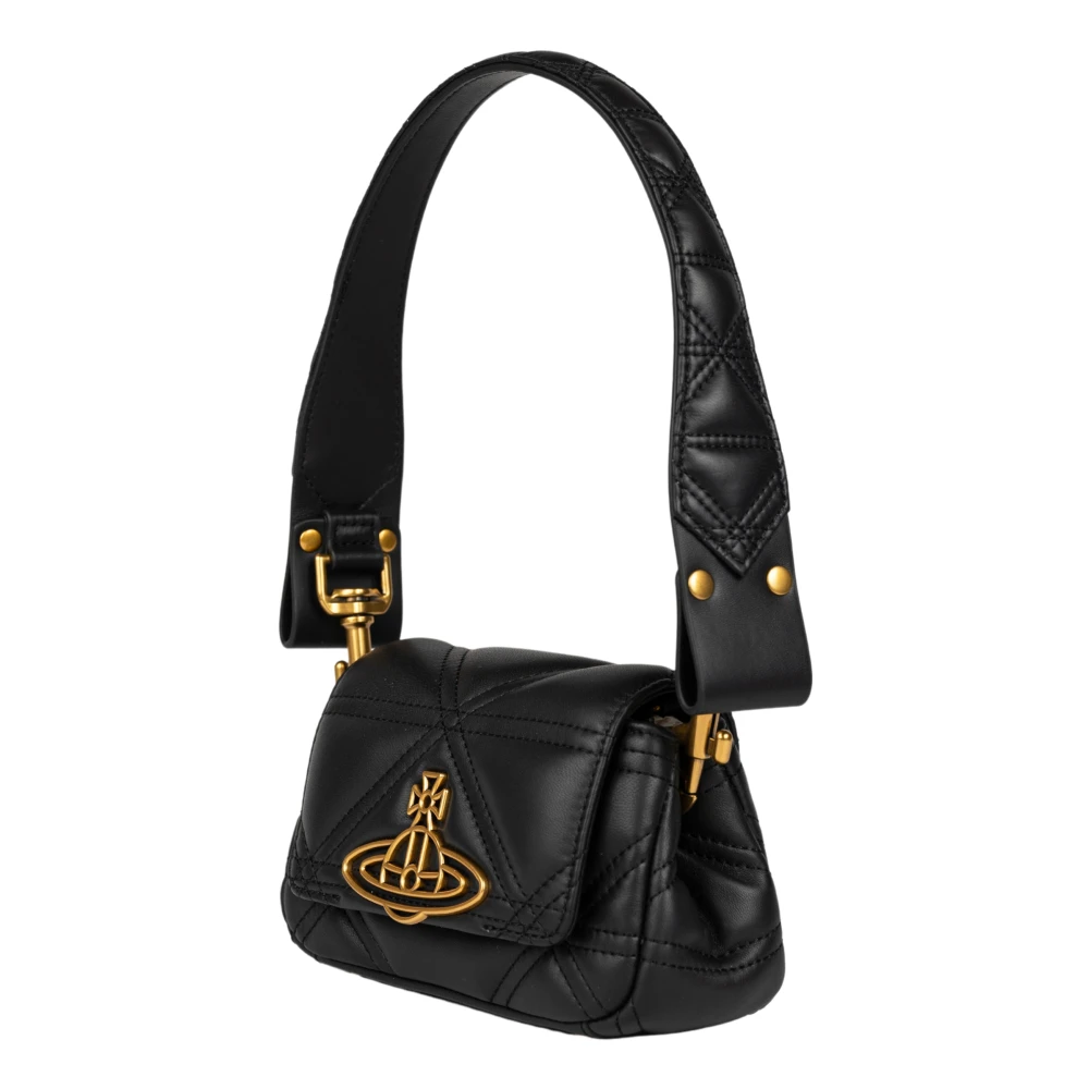 Vivienne Westwood Gewatteerde Zwarte Leren Handtas Black Dames