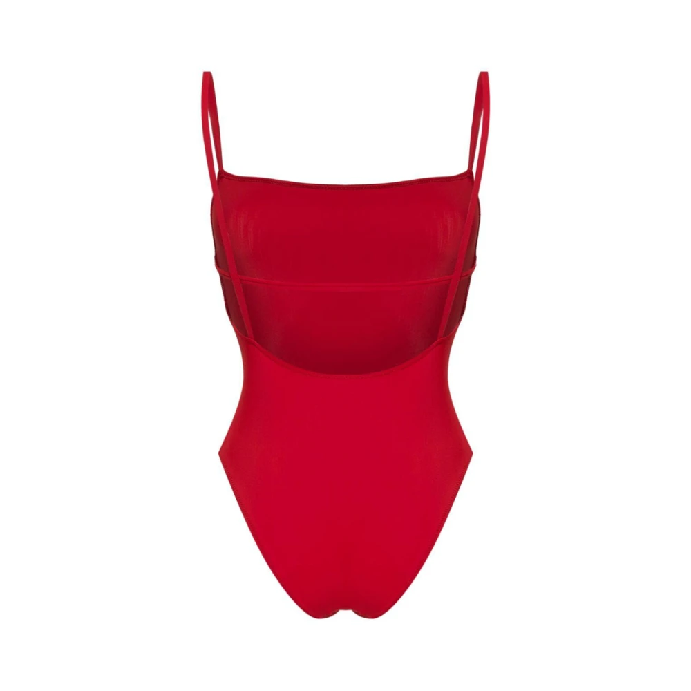 Lido Geometrische Rode Badpak Vierkante Halslijn Red Dames