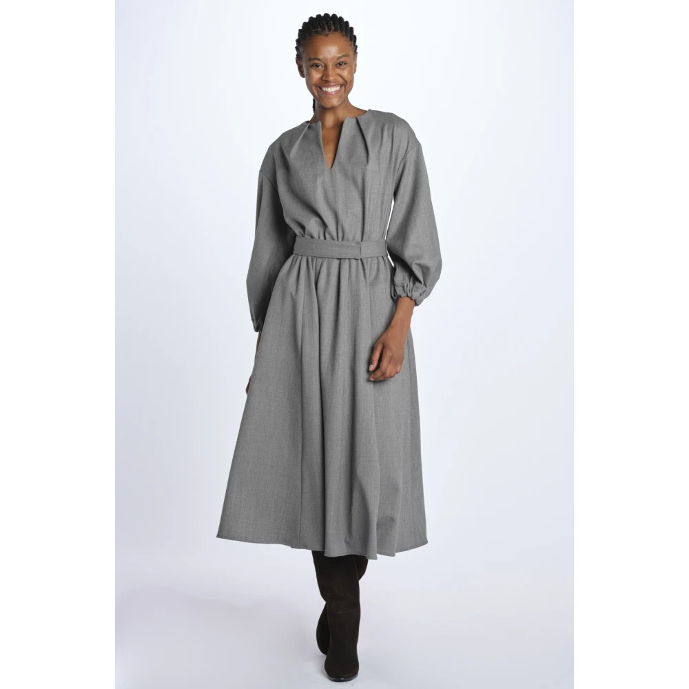 Crida Milano Wollen Canvas Jurk Treviso Gray Dames