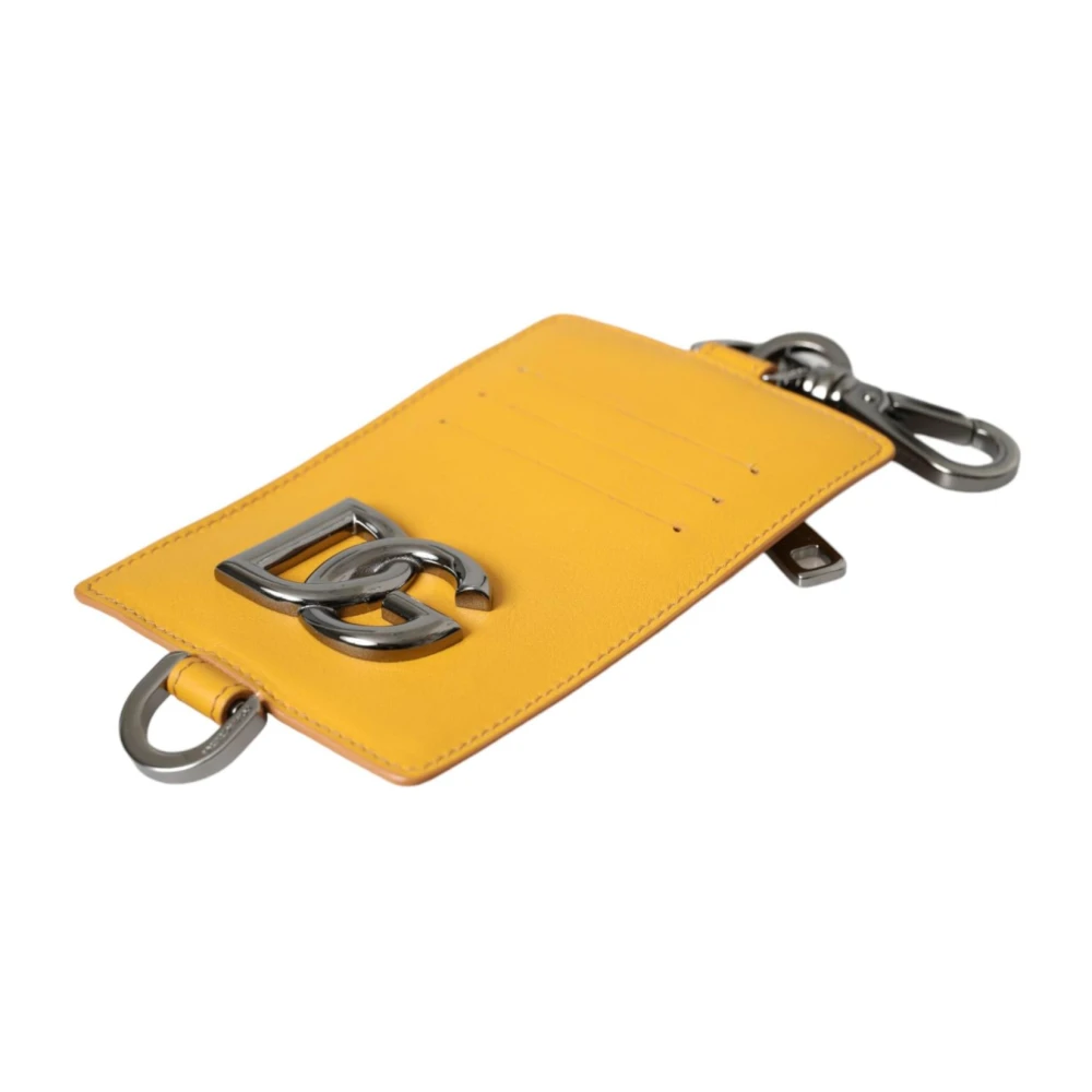 Dolce & Gabbana Luxe Leren Kaarthouder Portemonnee Orange Heren