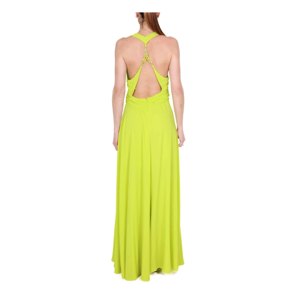 Fracomina Elegante Gele Maxi Jurk met Gekruiste Halslijn Yellow Dames