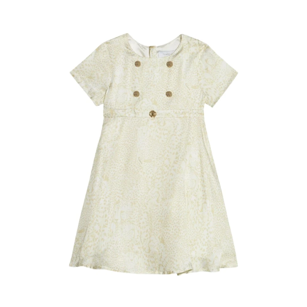 Roberto Cavalli Girls Beige Dresses, 8 Y, Cheetah Print Asymmetrical Dress