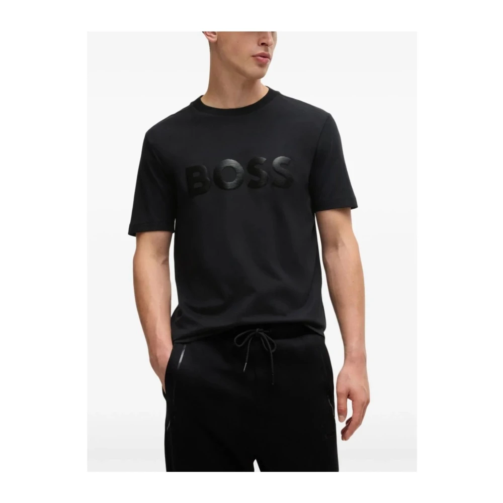 Hugo Boss Spiegel Logo T-shirt Eco Vriendelijk Black Heren