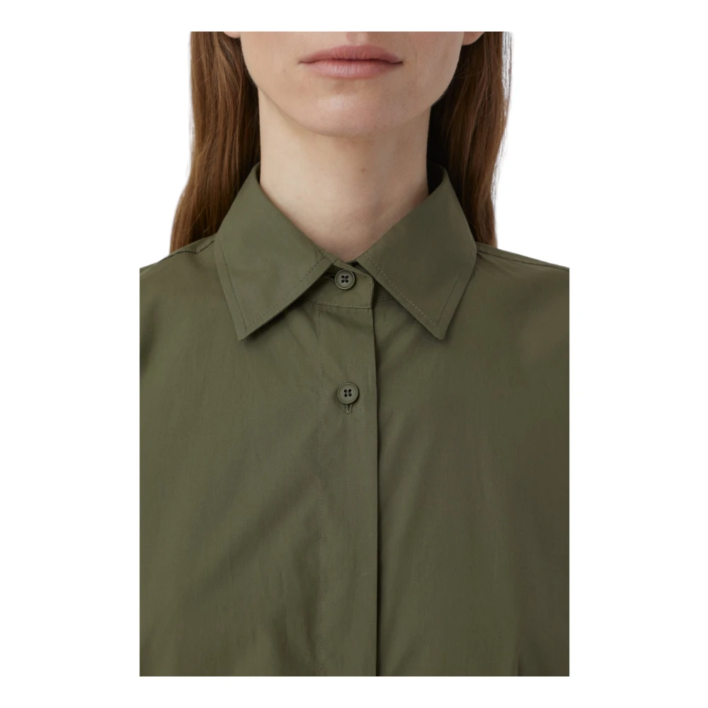 closed A-lijn Poplin Blouse met Verborgen Split Green Dames