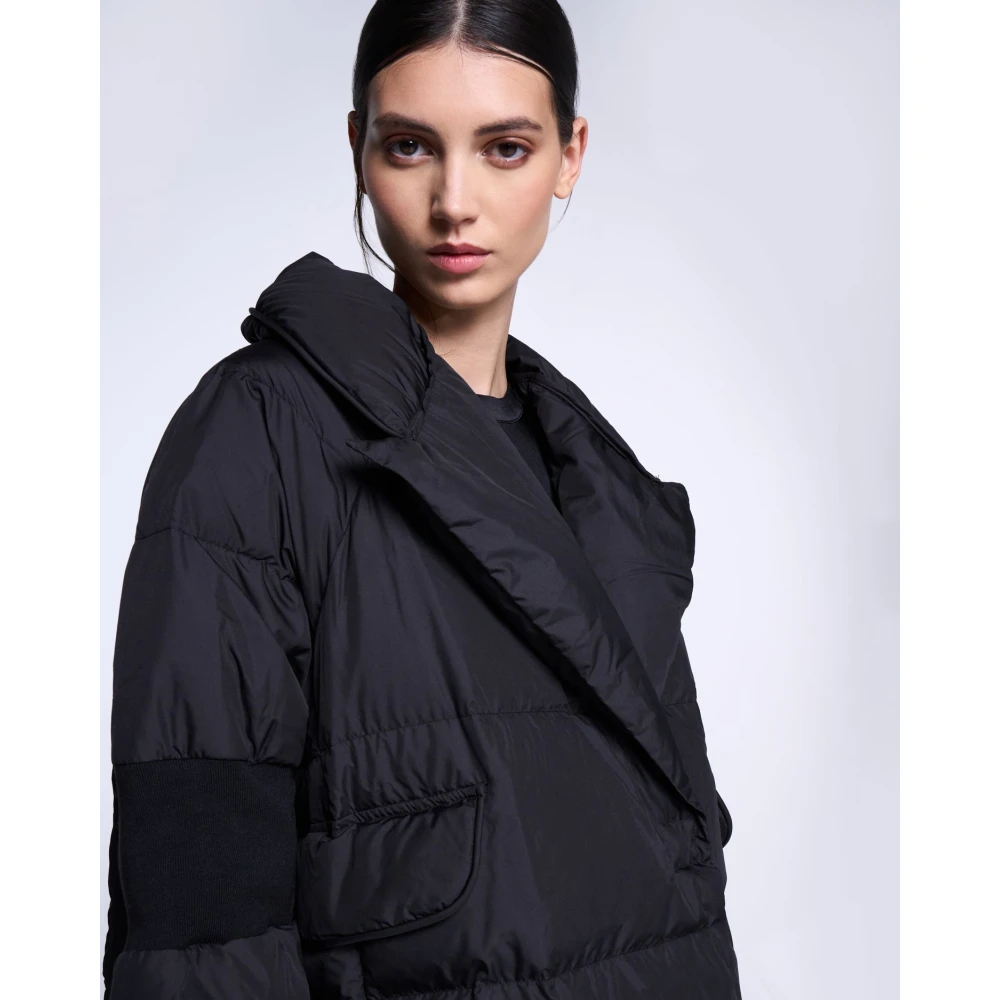 Silvian Heach Oversized Lange Gewatteerde Jas Black Dames