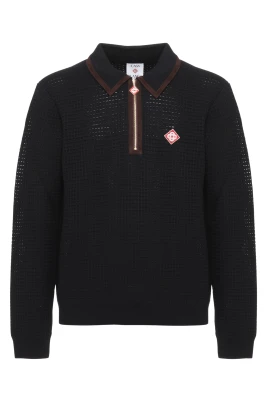 Waffle-Stitch Wool Polo