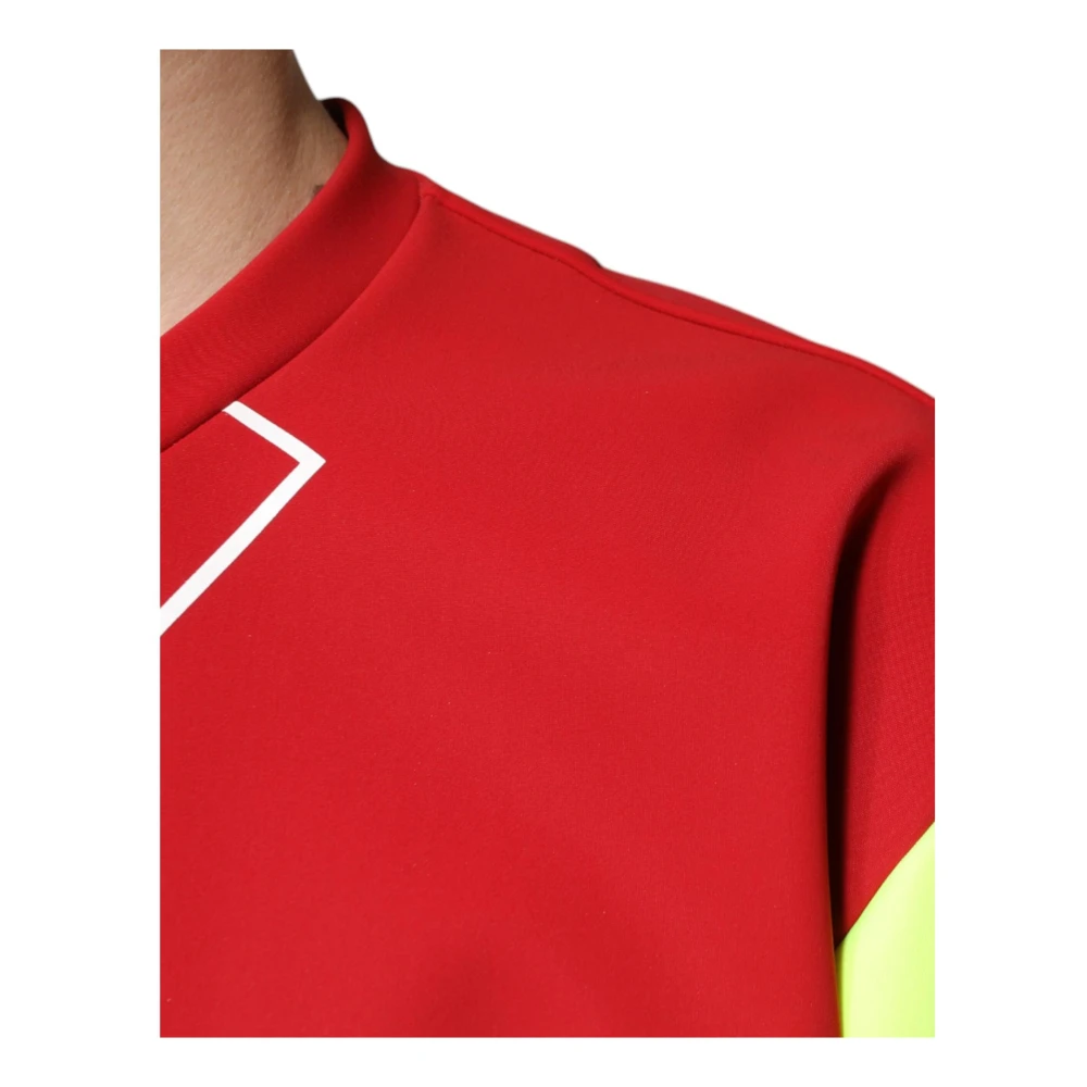 Dolce & Gabbana Multicolor Logo Katoenen Crew Neck T-shirt Red Heren