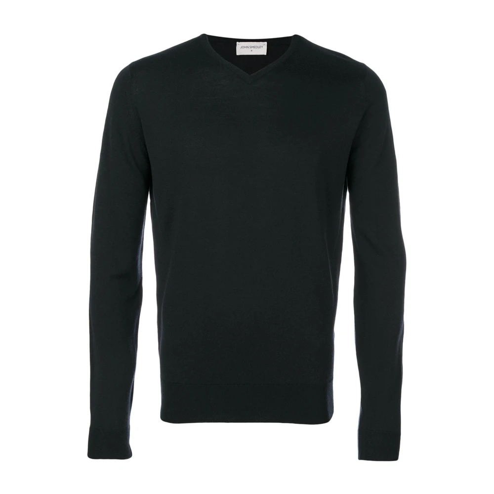 John Smedley Zwarte Merinowol V-hals Trui Black Heren