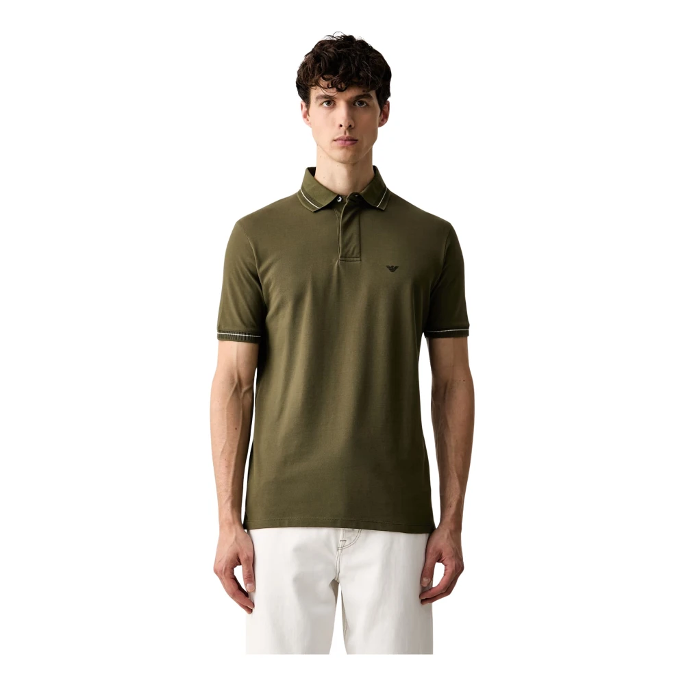 Emporio Armani Uomo Verde - Polo Piqué Con Dettaglio A Striscia Sul Colletto - Tops - L - Immagine 1