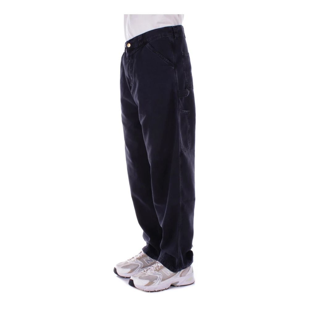 Carhartt WIP Zwarte Logo Broek met Zakken Black Heren
