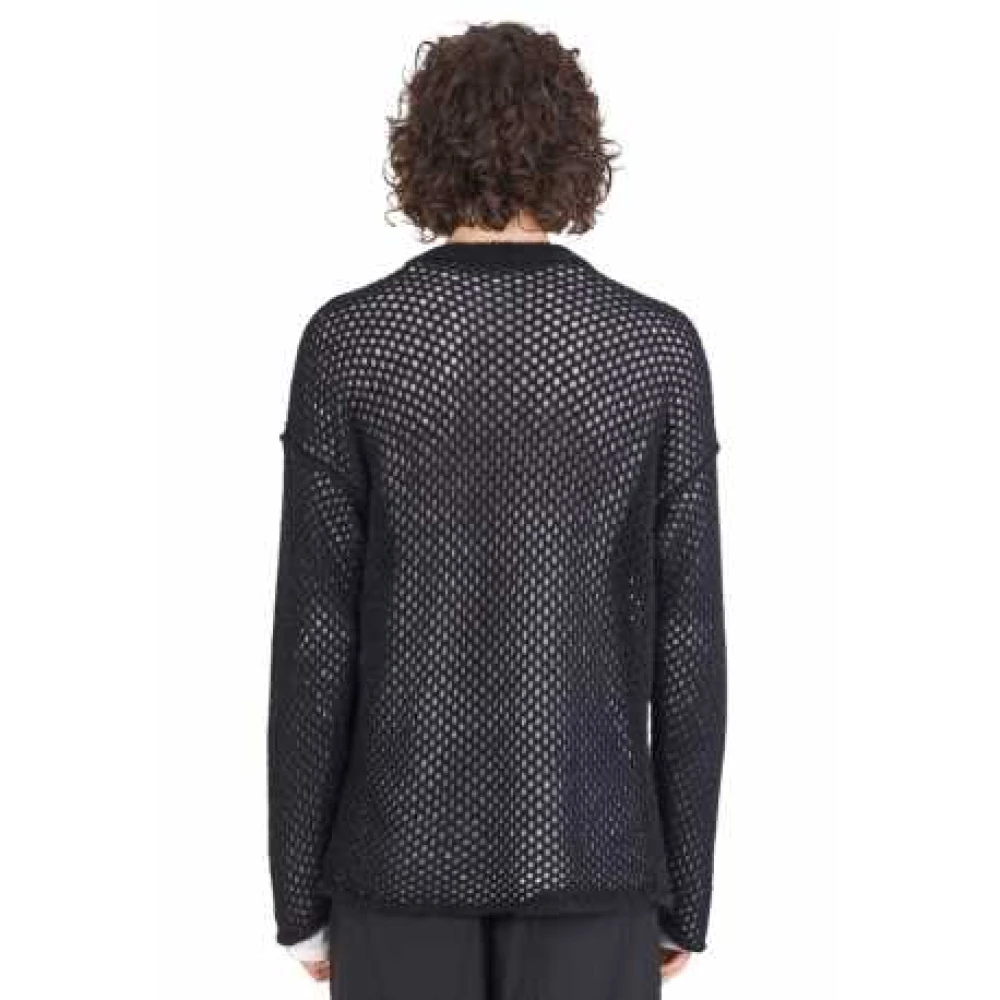 Isabel Benenato Zwarte Oversized Mesh Gebreide Trui Black Heren