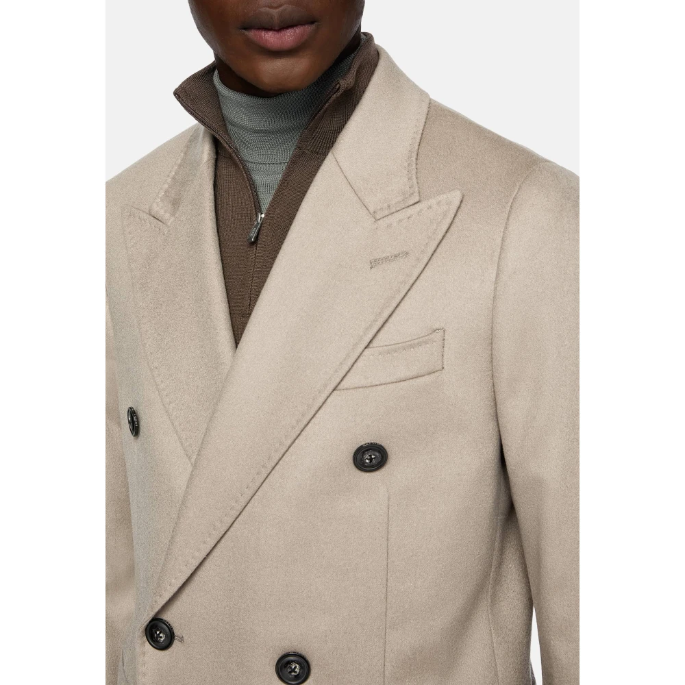 Boggi Milano Dubbelrijdige Jas van Puur Kasjmier Beige Heren