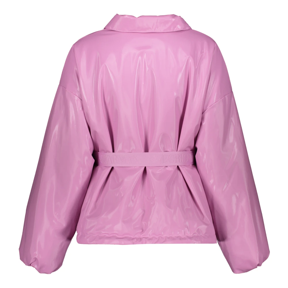 Emporio Armani Gebonden rits omlaag jas met afneembare capuchon Pink Dames