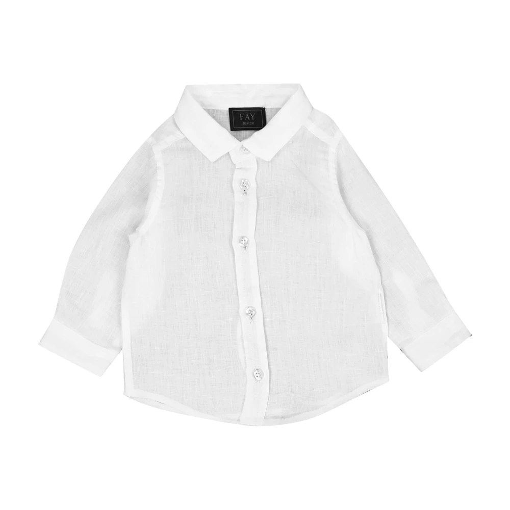 Fay Boys White Kids Shirts, 6 Y, Linen Shirt