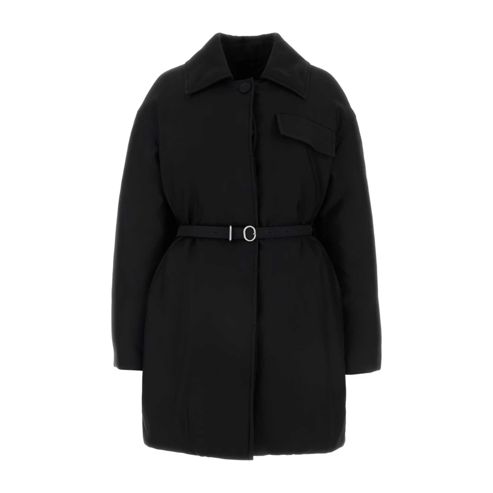 Jil Sander Oversized Donsjack in Zwart Gabardine Black Dames