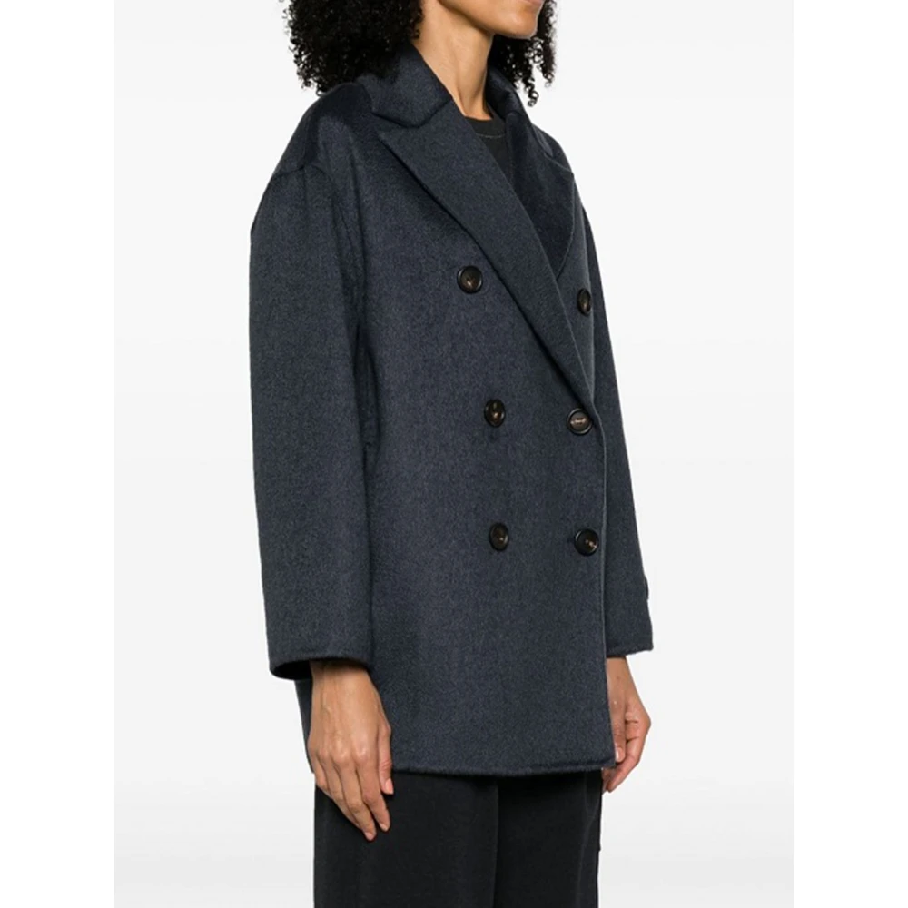 BRUNELLO CUCINELLI Blauwe Kasjmier Dubbele Beverjas Blue Dames