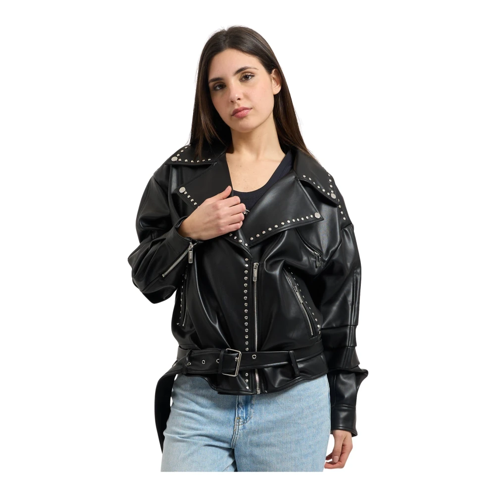 Fracomina Mujer Negro - Chaqueta Oversize De Imitación De Cuero - Jackets - M