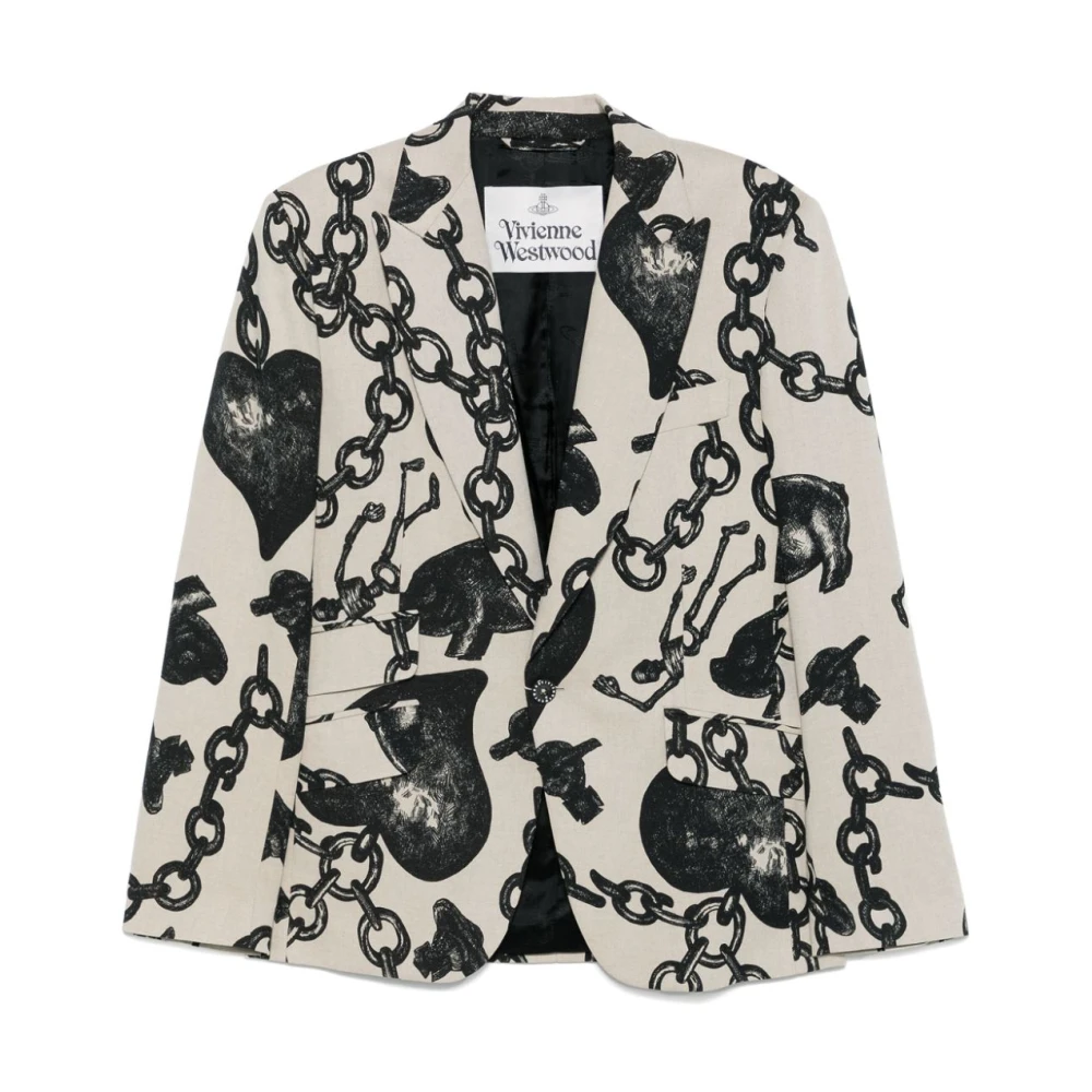 Vivienne Westwood Hartketting Print Jas White Heren