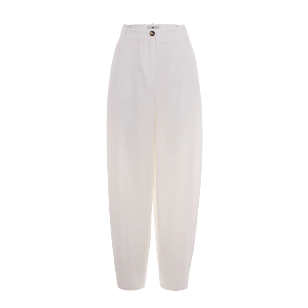 Elisabetta Franchi White Wide Trousers - Female - Wide Trousers - Xs - Trousers