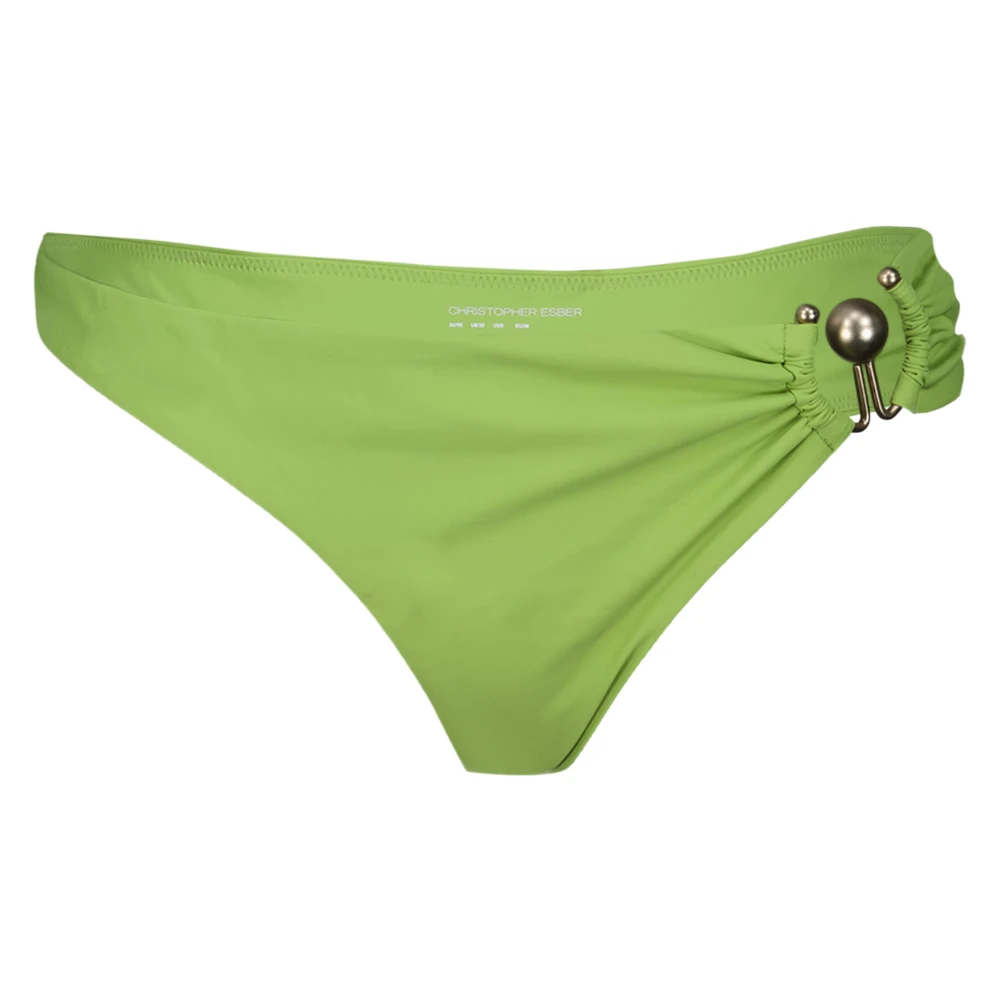 Christopher Esber Women's Green Bikinis, M, Orbit Side Ruched High Brief