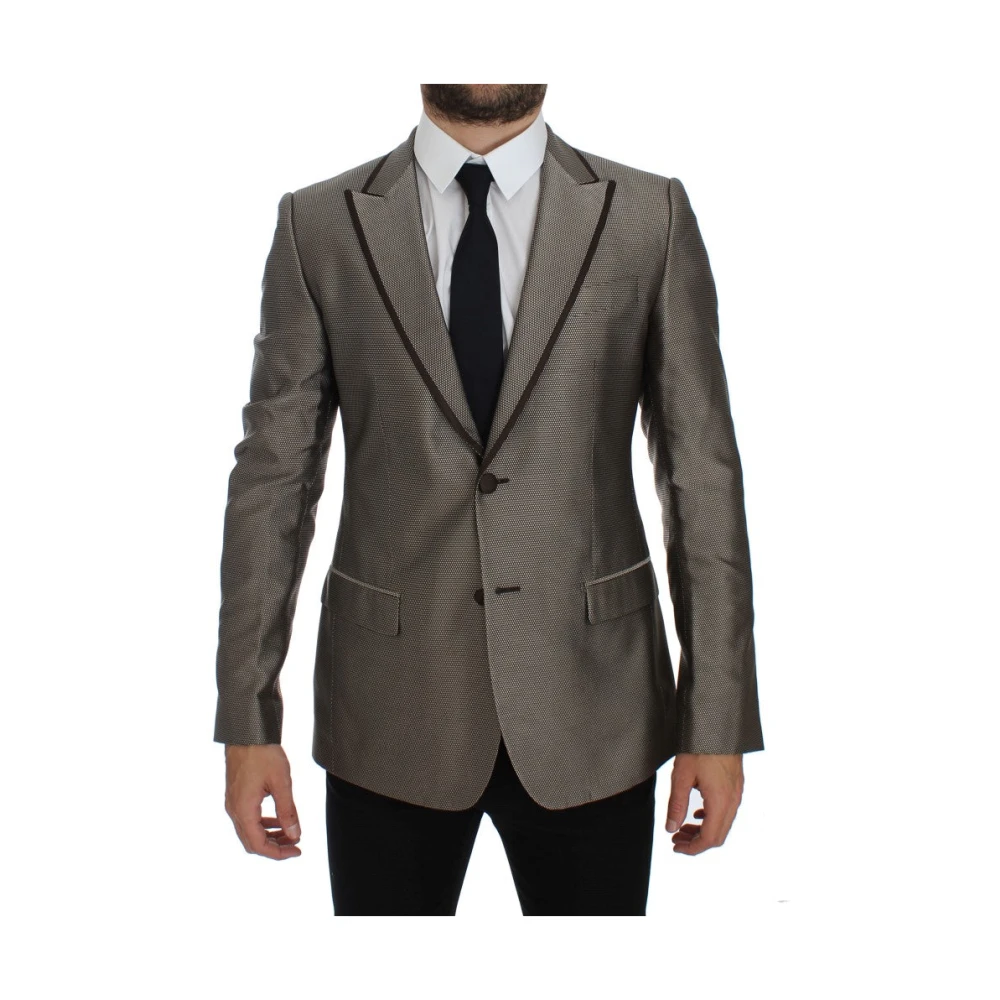 Dolce & Gabbana Brown Patterned Silk Blazer - Male - Blazers - Gray - Xs - Jackets - Image 3