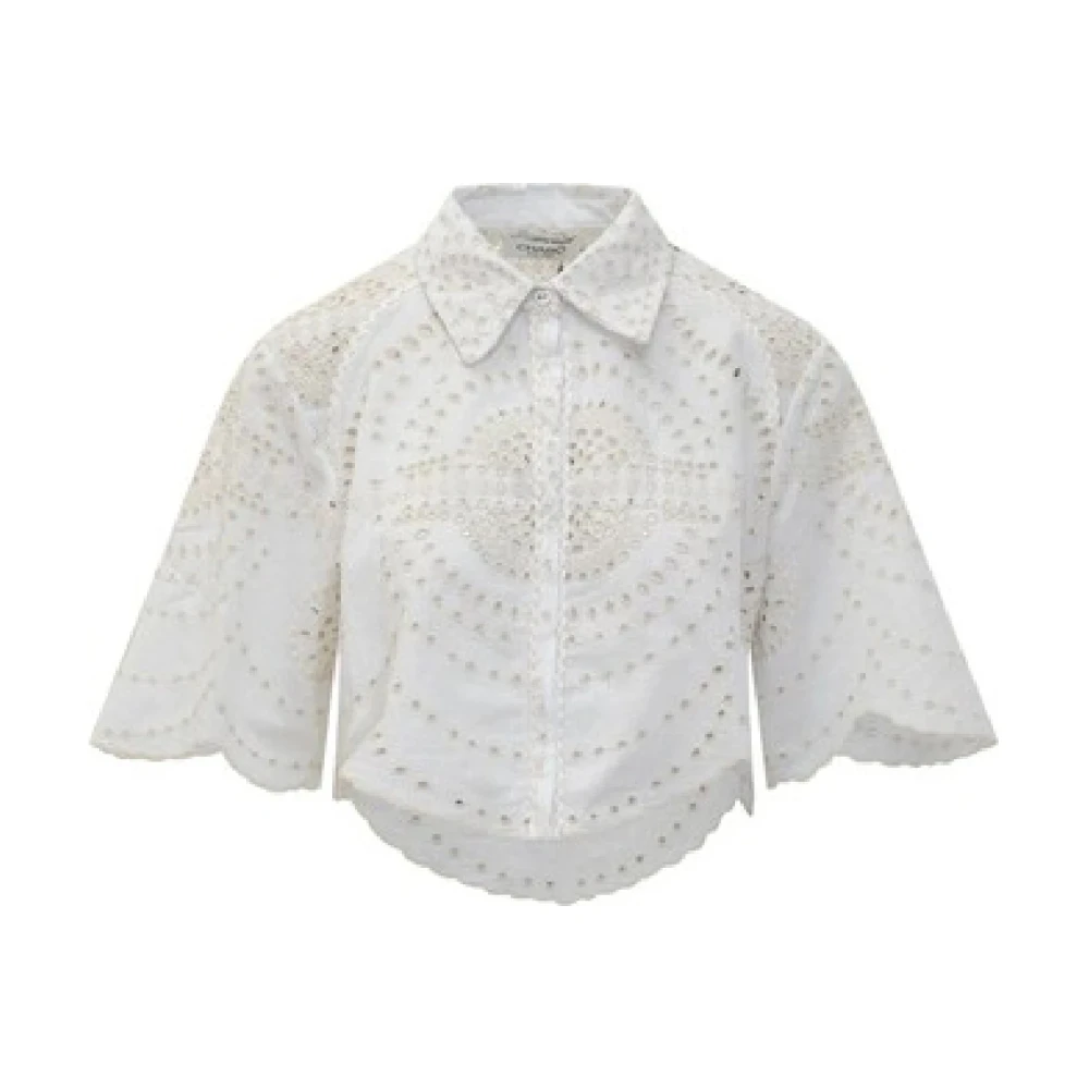 Charo Ruiz Ibiza Women's White Emmie Openwork Shirt - Shirts - L - Blouses & Shirts