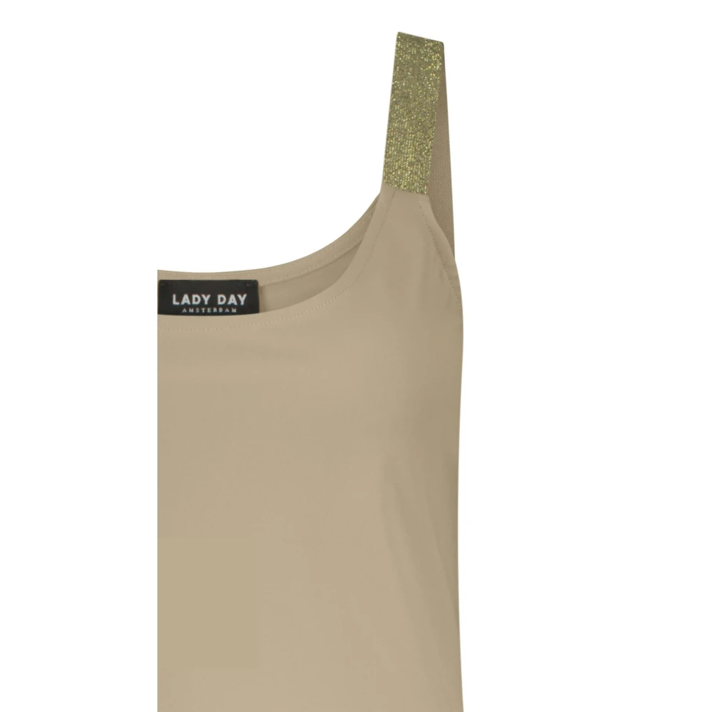 Lady Day Glitter Band Taupe Top Beige Dames