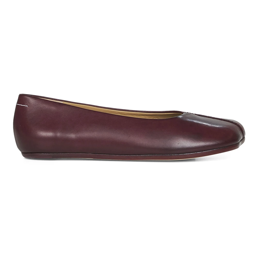 Mm6 Maison Margiela Women's Brown Ballerinas,, Burgundy Slip-On Flat Shoes Size 5