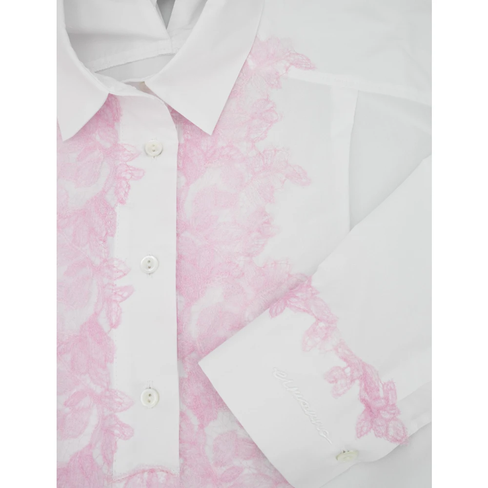 Ermanno Scervino Bloemen geborduurd overhemd met strikdetail White Dames