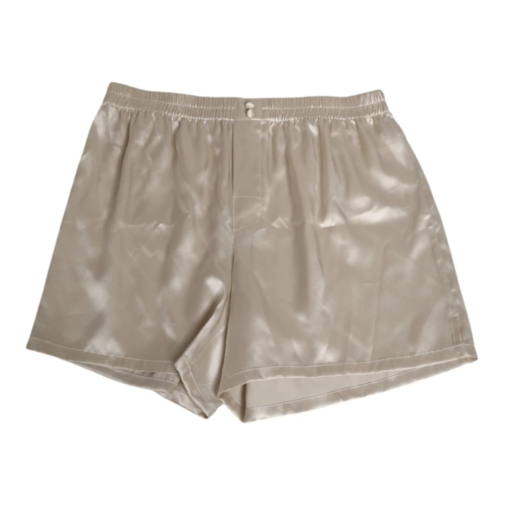 Dolce & Gabbana Women's Beige Beachwear, S, Silk Satin Men's Boxer Swimwear