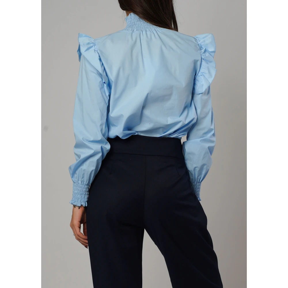 H2O Elegant gerimpeld hemelsblauw overhemd Blue Dames