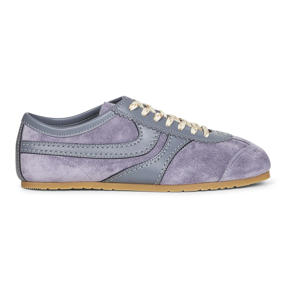 Dries Van Noten Women's Mauve Suede Sneakers With Leather Inserts