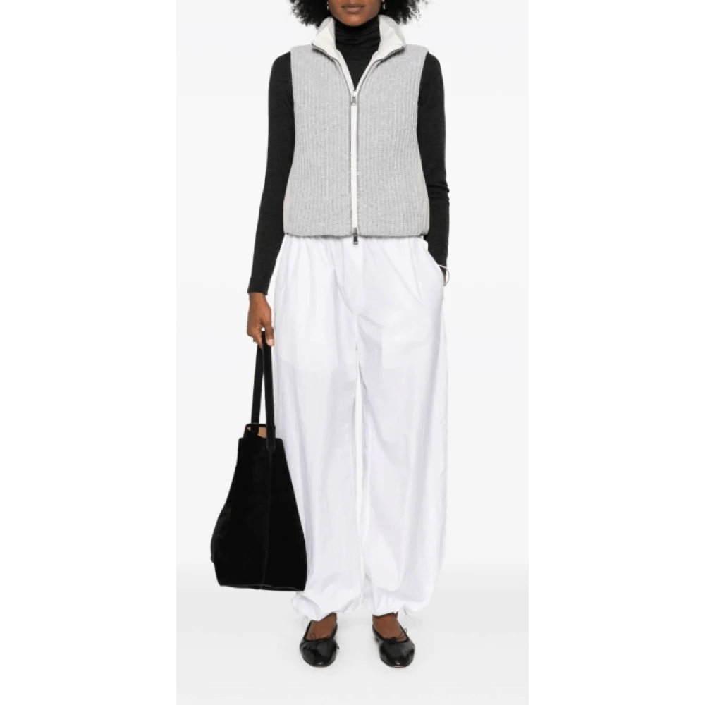 BRUNELLO CUCINELLI Omkeerbaar Gewatteerd Gilet Wit-Grijs White Dames