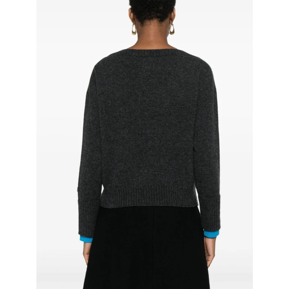 pinko Grijze Wol-Kasjmier Trui Boothals Gray Dames