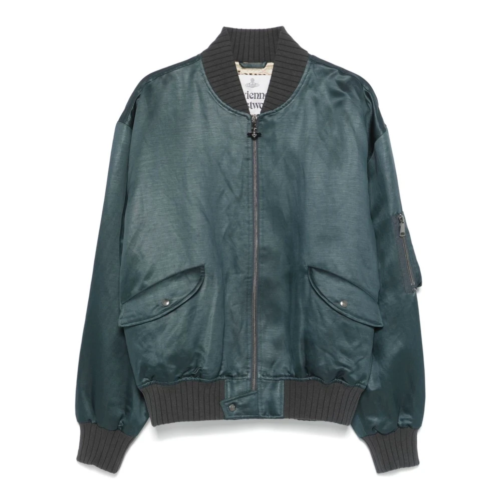 Vivienne Westwood Blauwe Bomberjack met Geribbelde Kraag Blue Heren