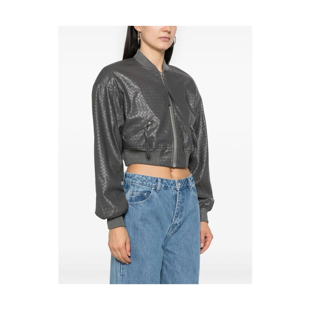Rotate Birger Christensen Gevlochten Cropped Jas Gray Dames