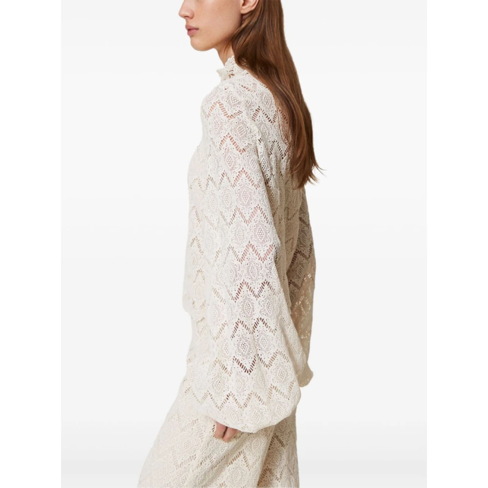 Twinset Beige Shirt met Ballonmouwen Beige Dames