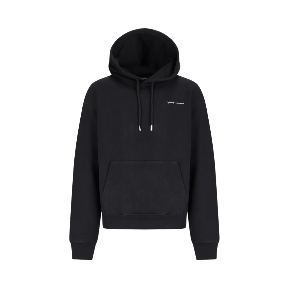 Jacquemus Men's Black Hoodies, 2XL, The Embroidered Sweatshirt