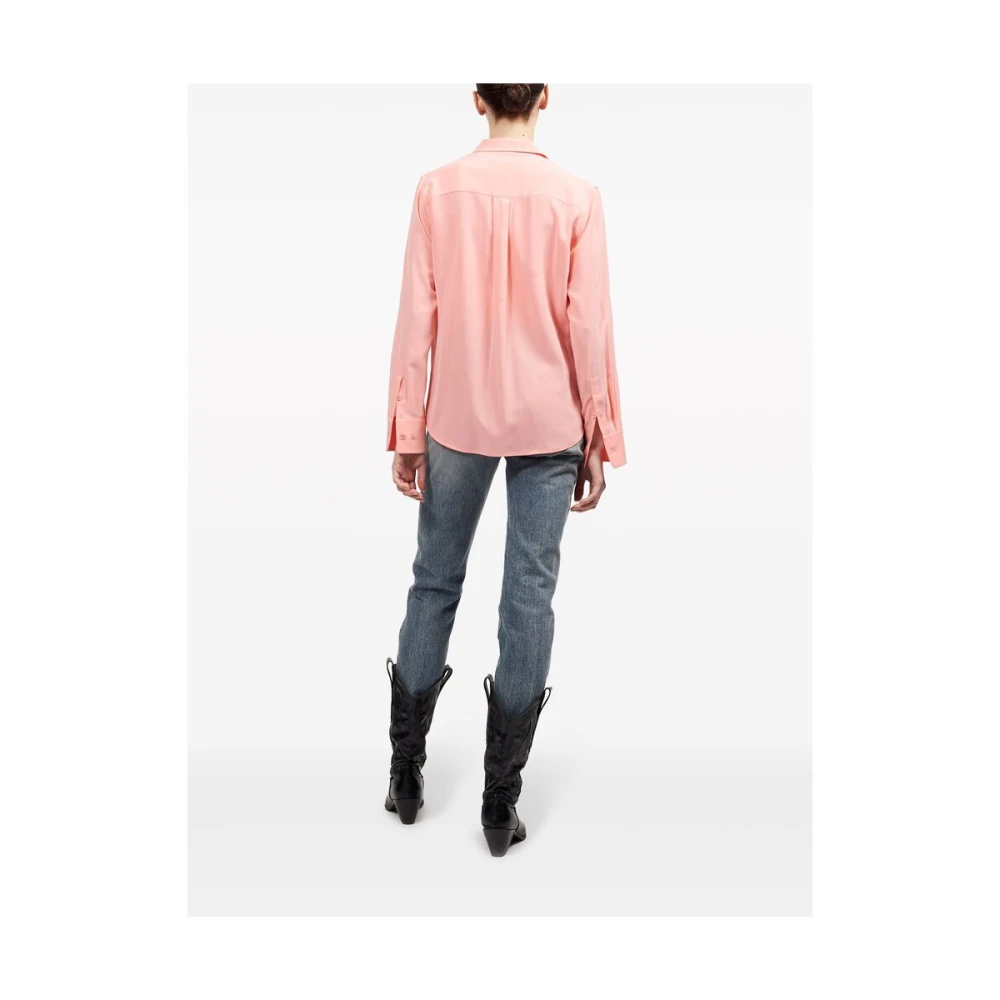 Equipment Flamingo Pink Zijden Overhemd met Klassieke Kraag Pink Dames