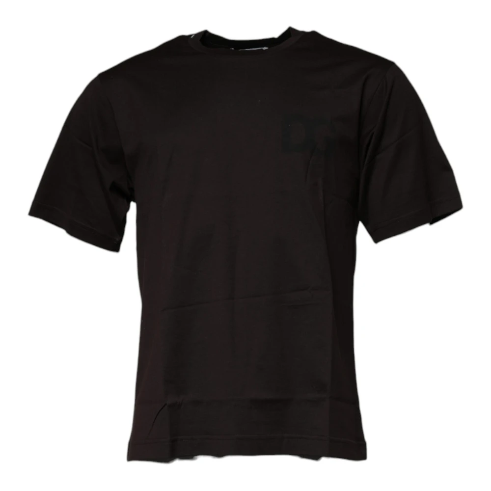 Dolce & Gabbana Men's Brown T-Shirts, M, Logo Crew Neck T-Shirt