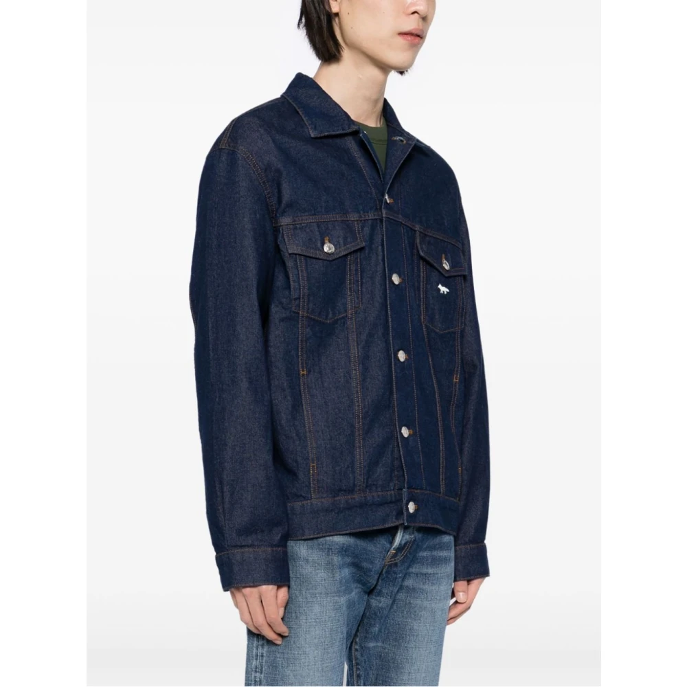 Maison Kitsuné Indigo Trucker Jacket Aw24 Blue Heren
