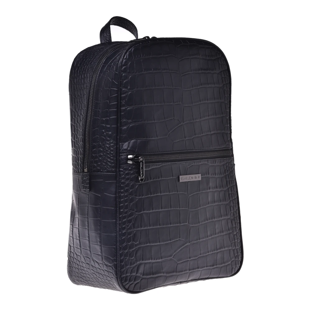 Baldinini Backpack in black crocodile print Black Heren