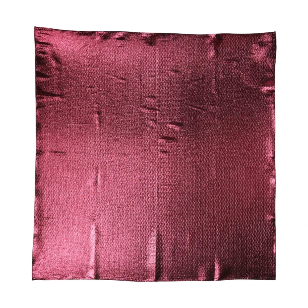 Dolce & Gabbana Men's Pink Handkerchiefs, One Size, Metallic Silk Square Foulard Scarf