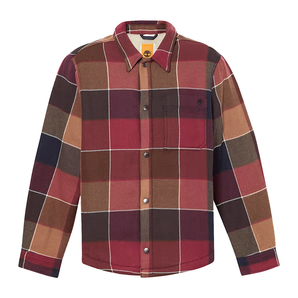Timberland Rood Geruite Fleece Gevoerde Herenoverhemd Red Heren