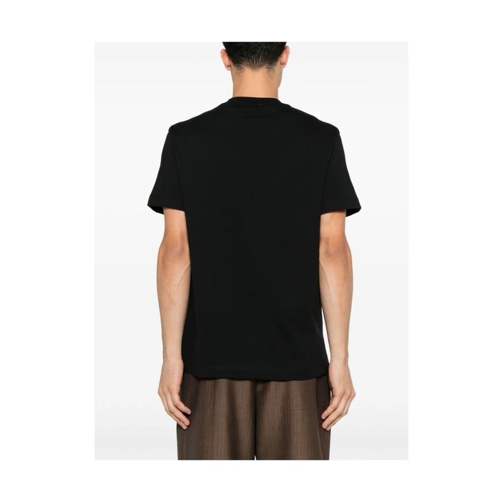 Burberry Zwarte Jersey T-shirt met Check Logo Black Heren
