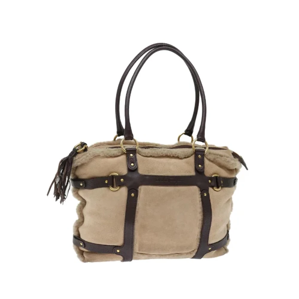 Salvatore Ferragamo Pre-owned Suede handbags Beige Dames