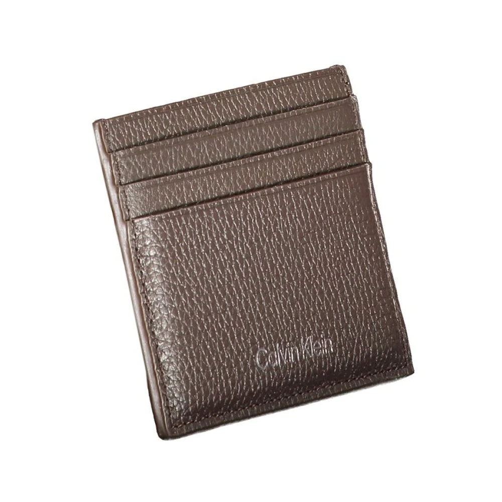 Calvin Klein Bruin Leren Portemonnee met Kaarthouder Brown Heren