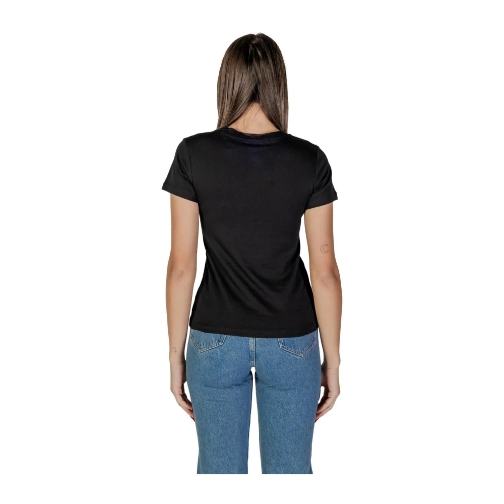 Calvin Klein Jeans Zwart Effen Katoen Ronde Hals T-shirt Black Dames