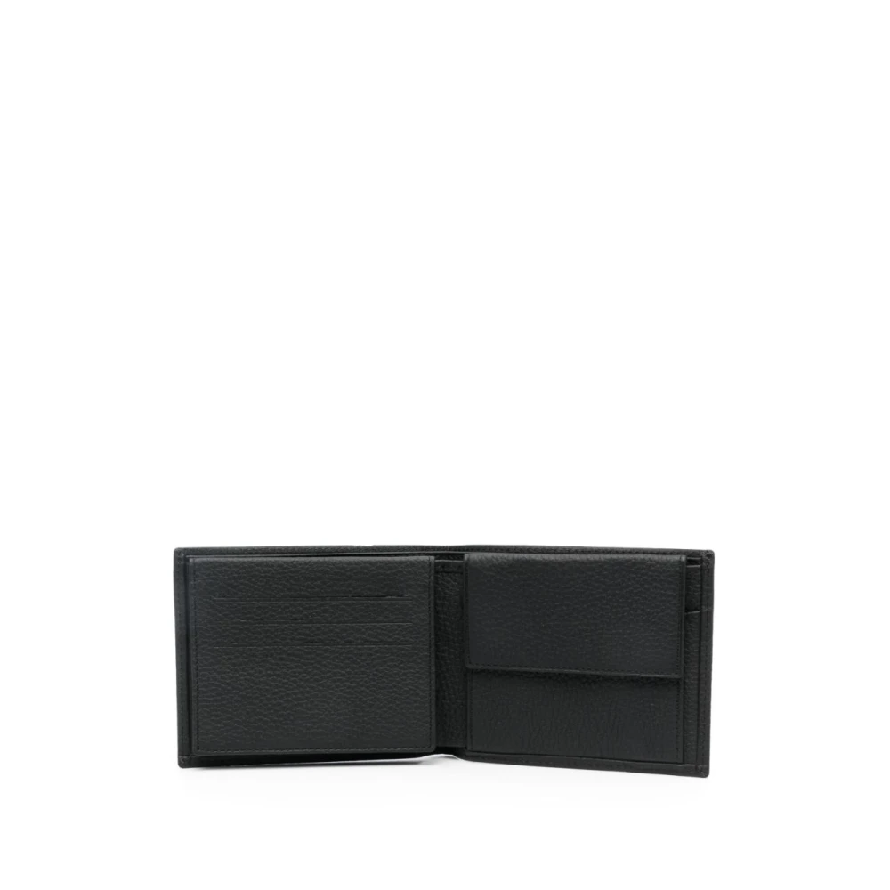 Karl Lagerfeld Zwarte Leren Bi-Fold Portemonnee met Ingedrukt Logo Black Heren